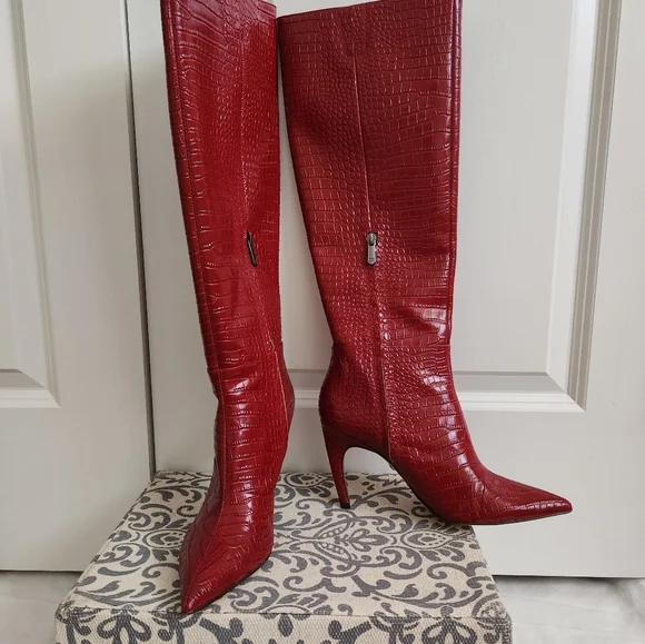 Sam Edelman Fraya Croc-Embossed Knee High Boots - Picture 6 of 8